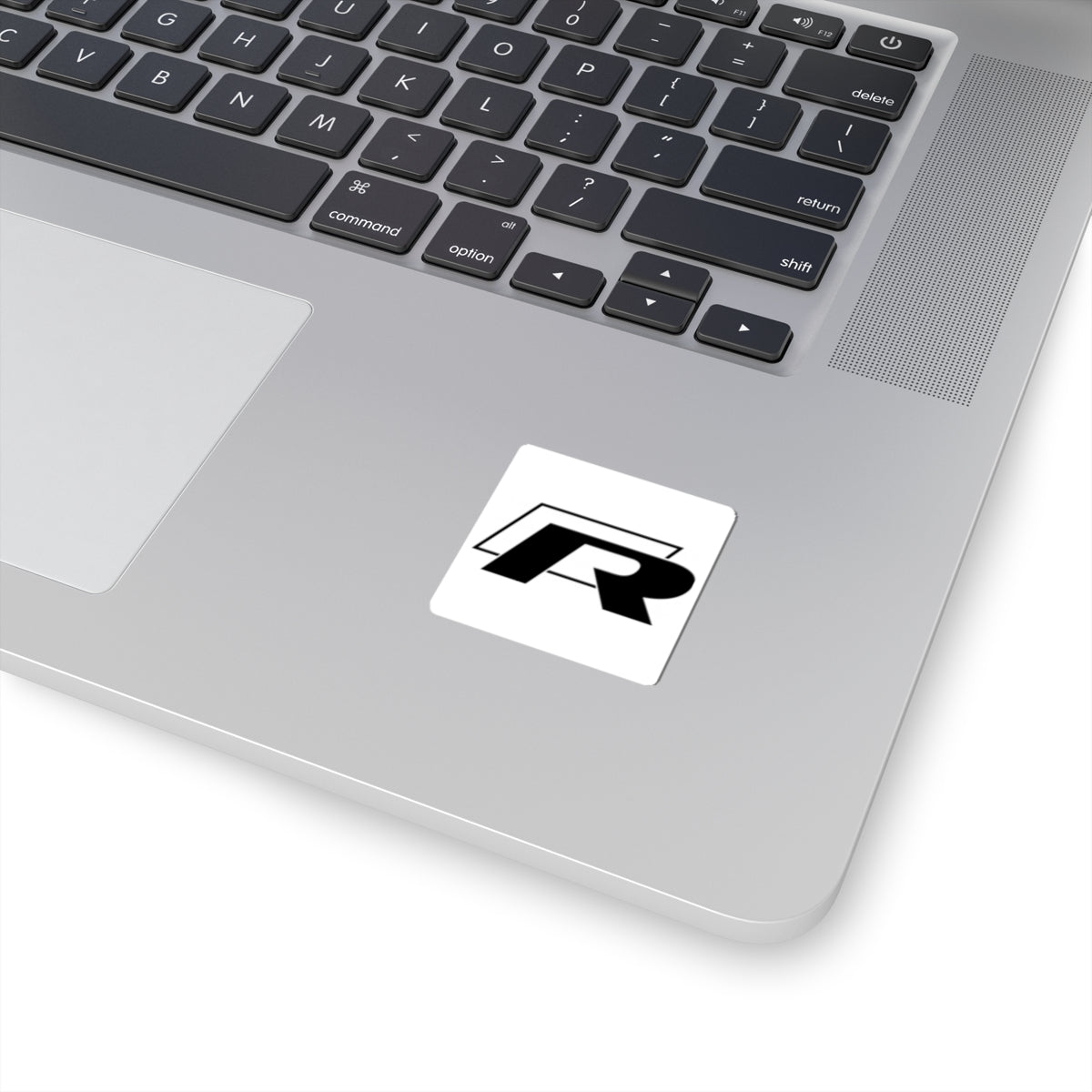 R Logo Kiss-Cut Sticker — Bold Black Monogram Decal for Laptops & Gear