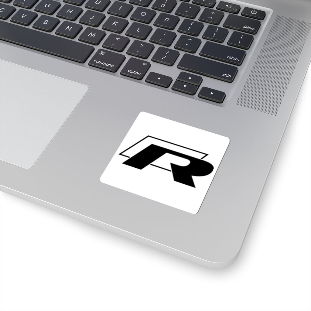 R Logo Kiss-Cut Sticker — Bold Black Monogram Decal for Laptops & Gear