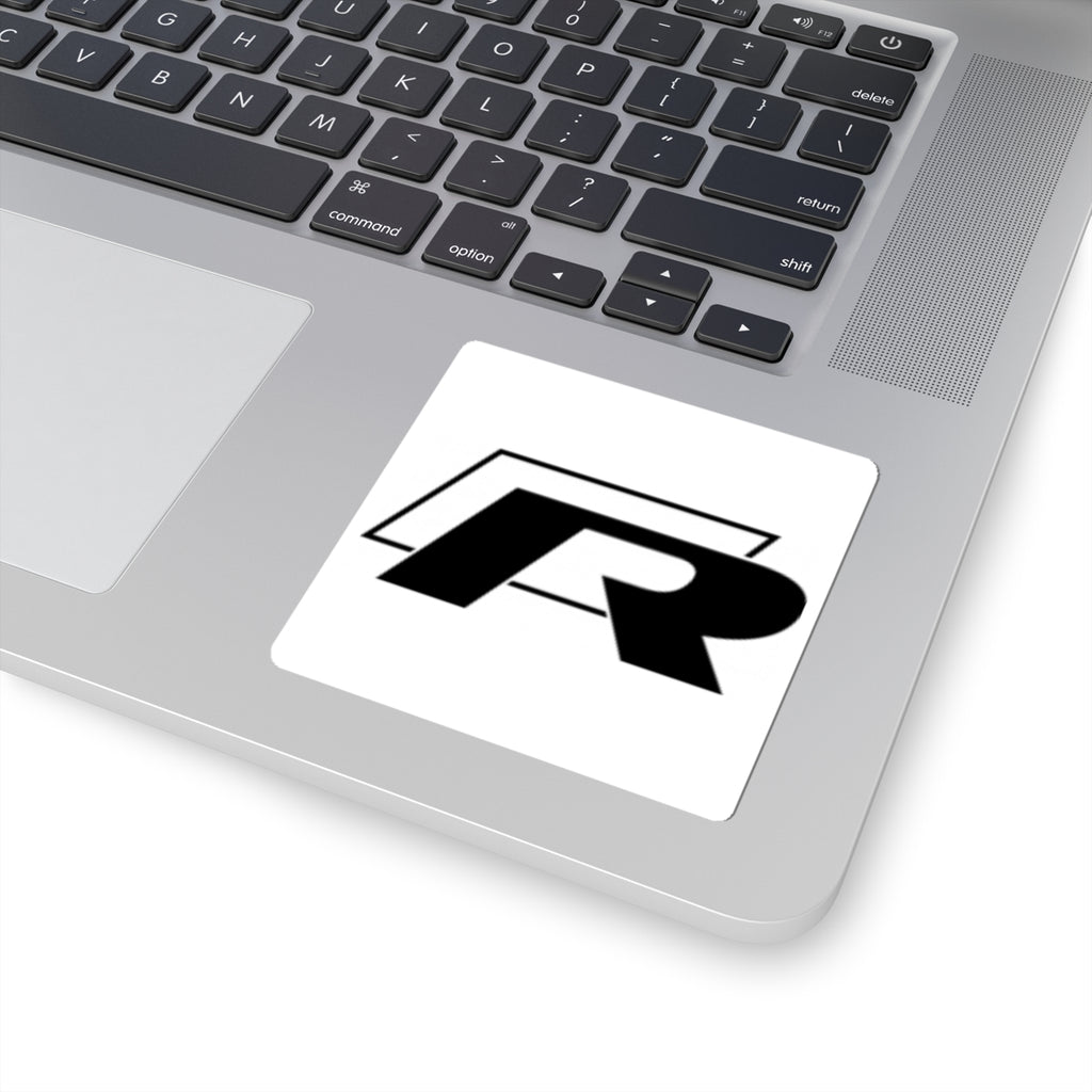 R Logo Kiss-Cut Sticker — Bold Black Monogram Decal for Laptops & Gear